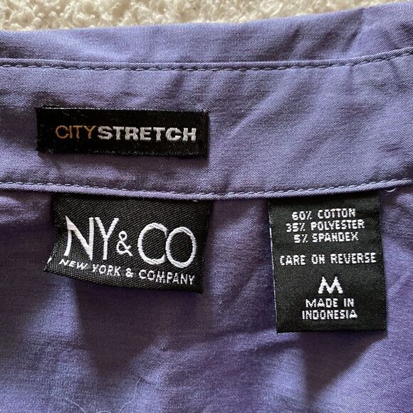 NY&Co Medium Sleeveless Blouse Tunic Collar City Stretch Chest Pocket Button Up - Picture 6 of 6